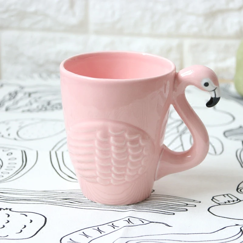 Flamingos Bird Teapot Cup Set 3D Animal Coffee Pot Mug Super Beauty ins Girl Pink Ceramic Cute Creative Birthday Xmas Gift