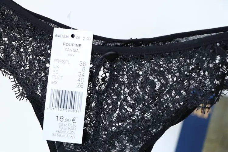 16,99 евро Черное кружево с низкой посадкой кружевной Танга T-pants сексуальные женские стринги Нижнее белье G String Fr36 = 86-89 см талия