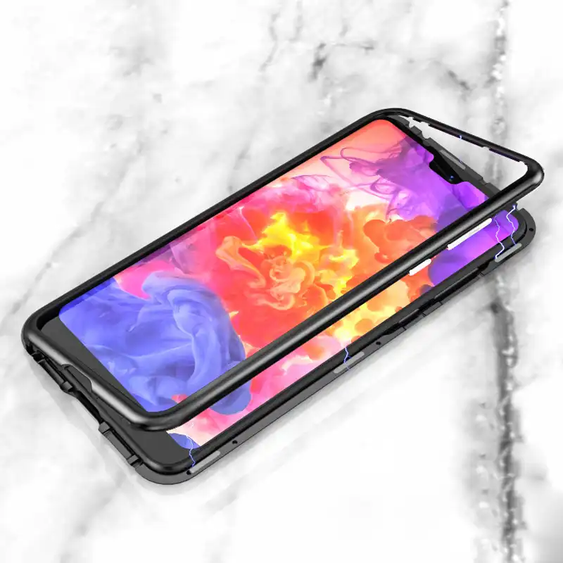 Магнитный металлический чехол для Huawei P20 Pro Mate 10 Honor Lite закаленное прозрачное