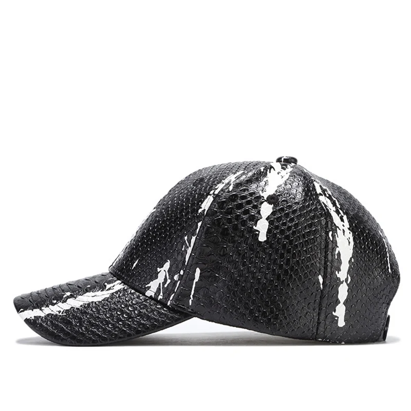 Baseball Cap Men Snapback Dad Hat Hip Hop Faux Leather Adjustable Curved Bill Sports Outdoor Accessory (5)