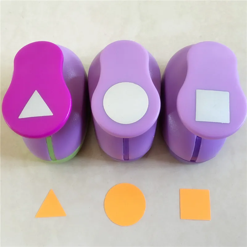 

Free Shipping Triangle and Circle and Square Shape 1 inch craft punch set Geometry Scrapbook DIY Paper Cutter Hole Punches 3PCS