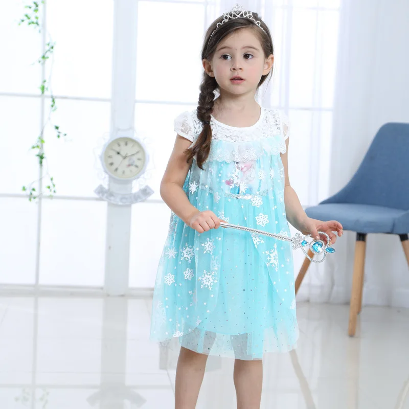

Halloween Christmas Cosplay Costume Girl Skirt Kid Clothes Princess Anna and Elsa Grenadine Dress birthday party dress