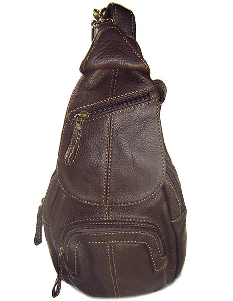 

fashion Genuine Leather Shoulder bag Men Leather Messenger Bag Men Crossbody bag Leisure Bag sling Male small chest pack Brown
