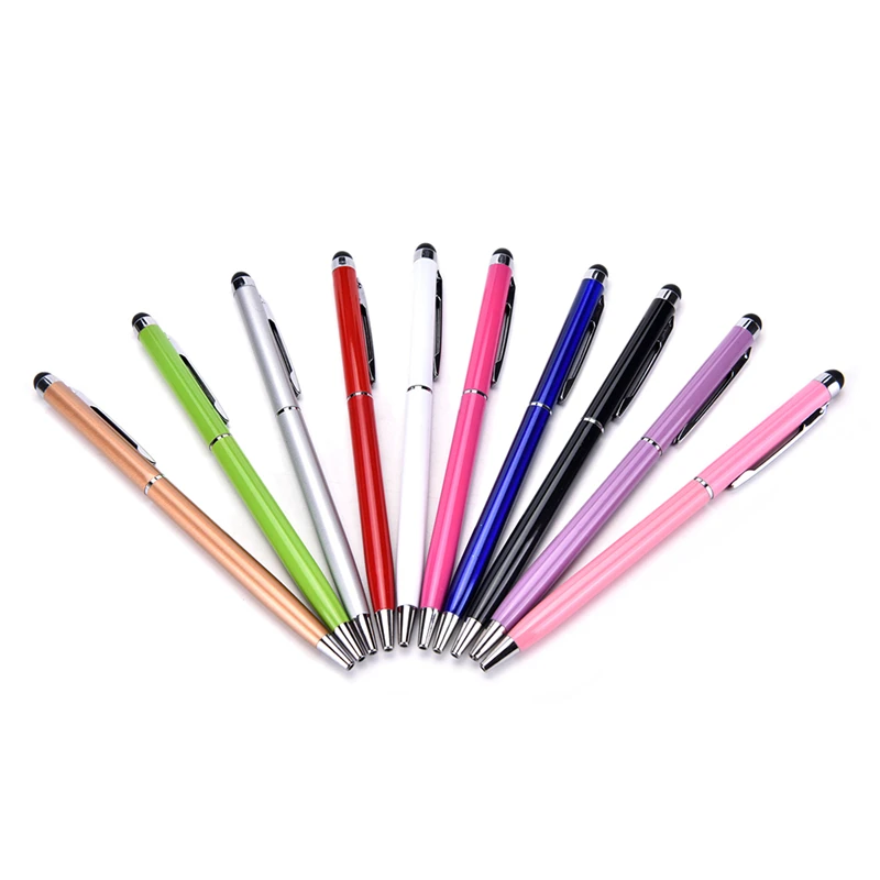 New High Quality 2 in 1 Mini Metal Capacitive Touch Pen Stylus Screen For Phone Tablet Laptop Built-in Ballpoint Pen