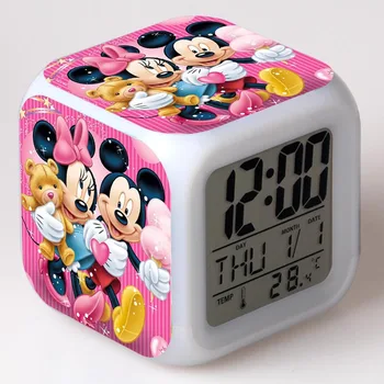 

New cartoon Mickey mouse alarm clock reloj despertador Kids Cartoon night light led digital clock electronic desk clock