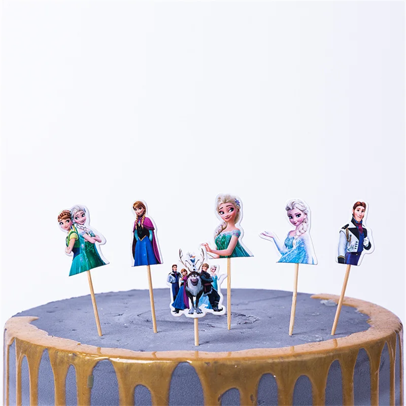 24 шт. форзенская принцесса день рождения торт Топпер Дети сувениры украшения кекс топперы Микки Минни Baby Shower принадлежности - Цвет: Cake Topper-2