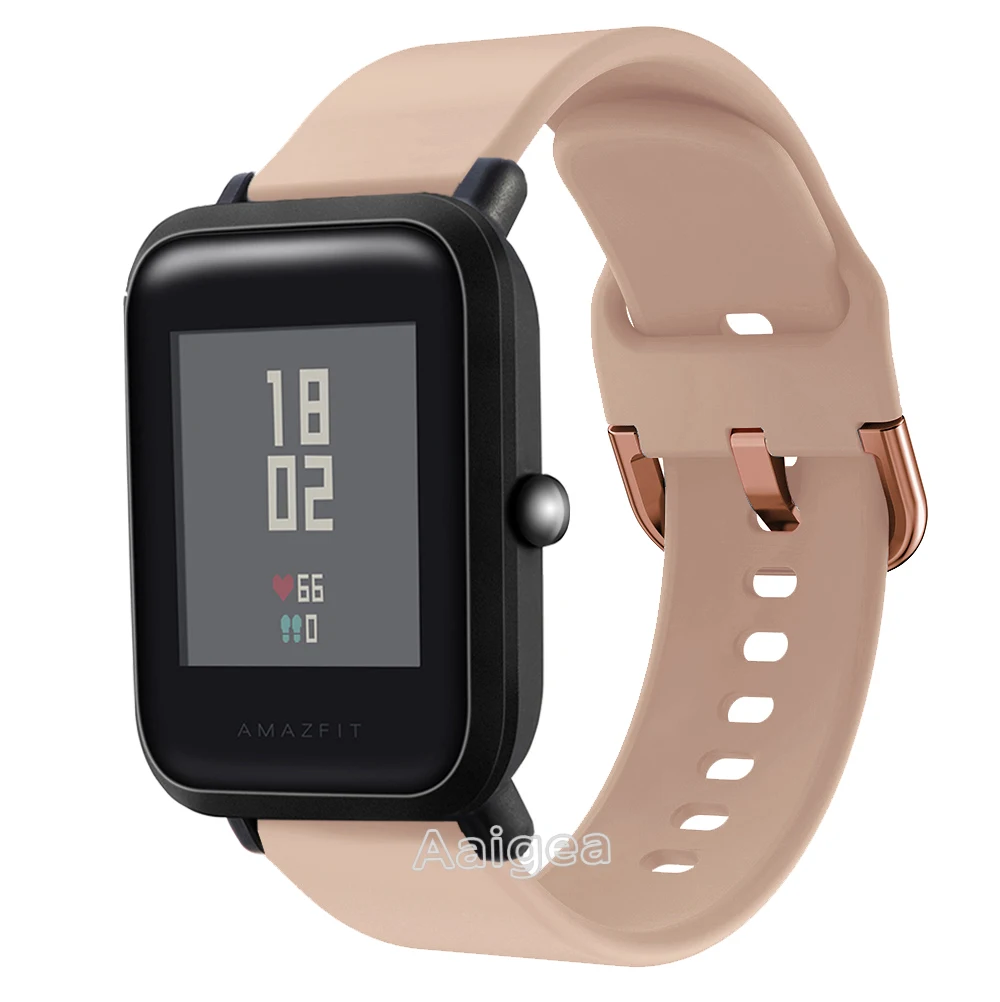 Мягкий силиконовый ремешок для часов для Xiaomi Huami Amazfit Bip BIT PACE Lite, Молодежный сменный спортивный браслет 20 мм, ремешок на запястье - Цвет ремешка: Vintage rose