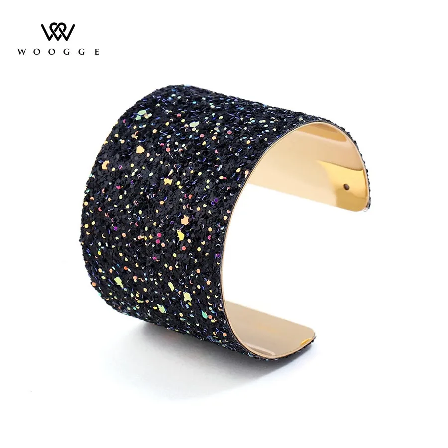 

2018 Fashion Jewelry New Multi Color Open Large Metal Bracelets Bangles Femme Pulseiras Charm Cuff Gold Big Bracelets For Women