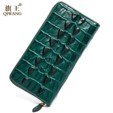2016 echtes Leder Frauenmappen Krokodil 3D Kopf Mode-Trend Geldbörse Brieftasche Alligator Muster Lange Brieftasche Frauen Carteira