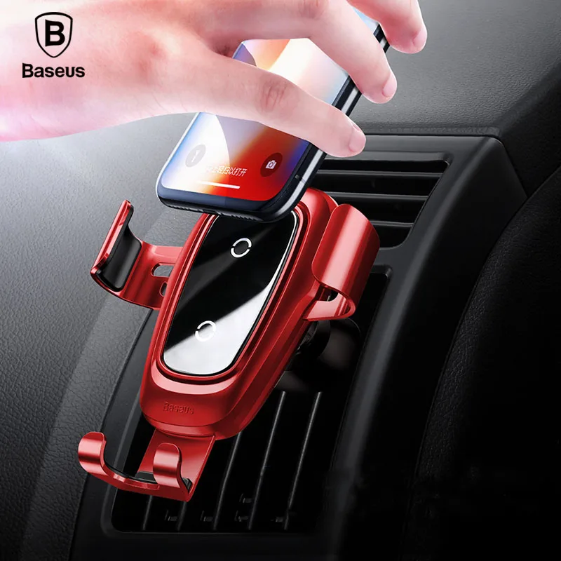 Baseus Qi автомобильное беспроводное зарядное устройство для iPhone XS Max XR 8 samsung быстрая USB Беспроводная зарядная площадка для мобильного телефона автомобильное зарядное устройство для телефона - Тип штекера: red