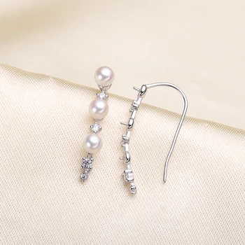 

S925 Sterling Silver Pearl Earrings Settings 3Pieces Pearl Beads Earrings Components Silver&Gold Color 3Pairs/Lot