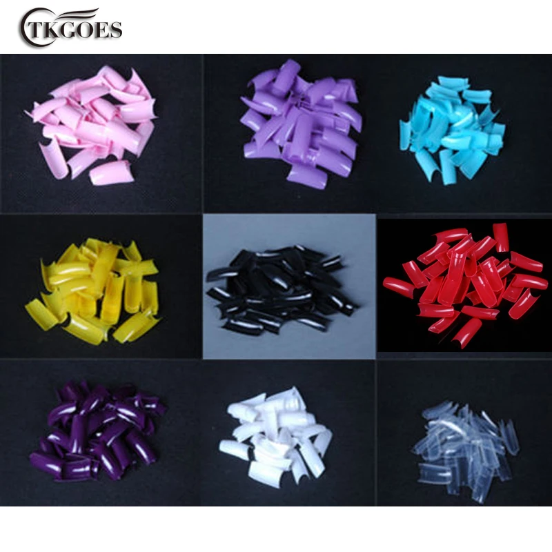 

TKGOES 500 PCs Nail Tips Acrylic French Nail Tips Half False Nails French for UV Gel Art Finger Pre Designed Nail Tips Practice