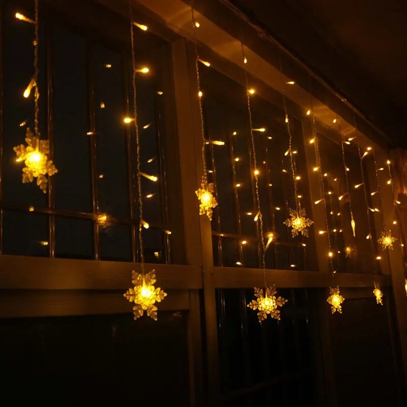 Светодиодный Рождество дома Свадебные украшения Рождественские огни Светодиодный свет шнура светодиодный налобный фонарь Luminaria 3 м x 0,5/0,6/0,7 m 90 светодиодный 15 Снежинка