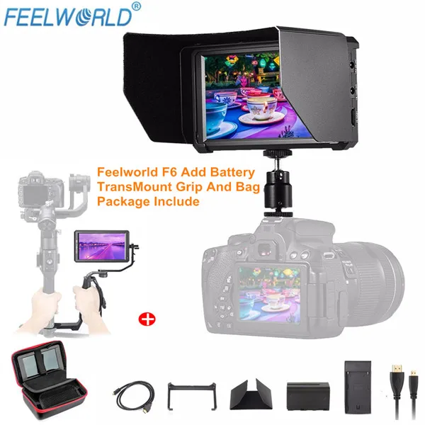 Feelworld F6 5," ips 4K HDMI монитор для DSLR или беззеркальной камеры с батареей с одной ручкой для Zhiyun Crane 2 Gimbal - Цвет: Add Battery Grip