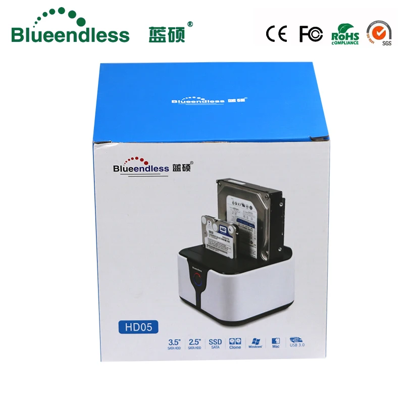 2-bay hdd box 3.5 sata to usb 3.0 hdd docking station external hdd case 6Gbps plastic 2.5 for 7-12.5mm hard disk case hd externo