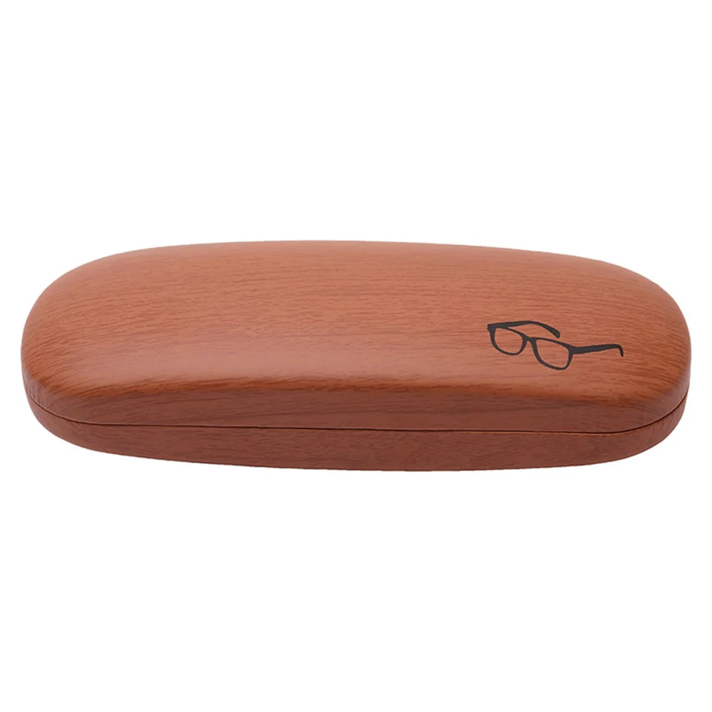 High Quality Wood Grain Hard Kit Holder Metal Reading Glasses Case for Men and Women PU Leather Eyeglass Sunglasses Box - Цвет: Кофе