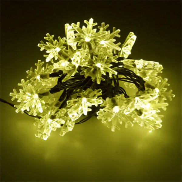

20 led snowflake solar Power string lights, for Garden chrismas Patio,Wedding,Party,bedroom Outdoor decor warm white