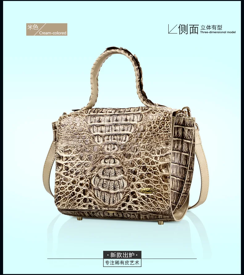 gete New crocodile leather handbag for ladies genuine imported crocodile leather handbag handbag crocodile print shoulder bag
