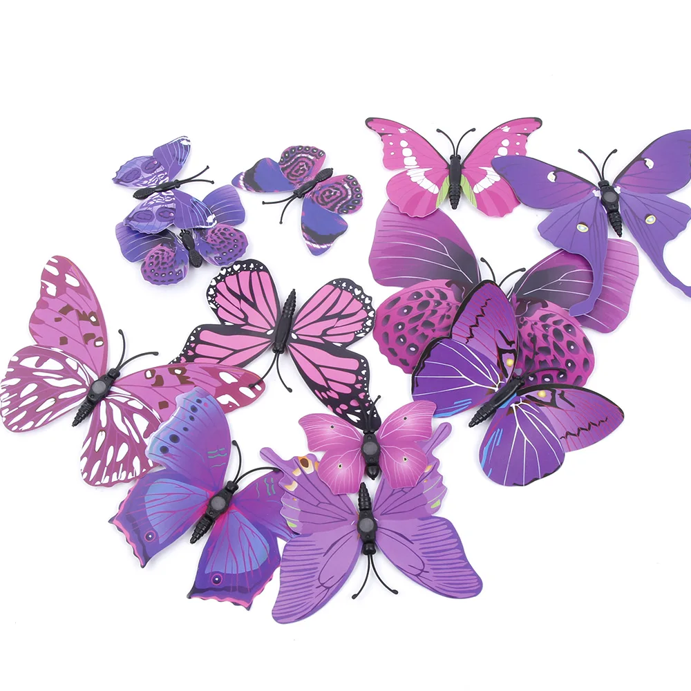

3D three-dimensional wall stickers butterfly wall stickers size 12 suit wedding curtain window display stickers Home Decoration