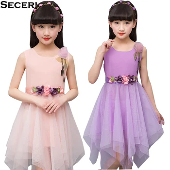 

Girls Wedding Dress Evening Party Dresses Sleeveless Kids Girls Birthday Dress 3 to 12 Years O Neck Children Summer Dresses