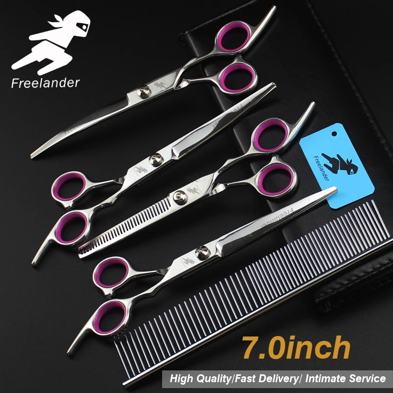 

7.0inch red pet grooming scissors set straight cut teeth cut fish bone scissors prt grooming