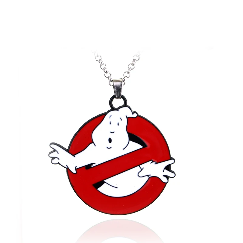 

Fashion Ghostbusters Logo Necklaces Pendants Red White Enamel Ghost Kitsch Choker Necklace Women Men Retro Movie Jewelry