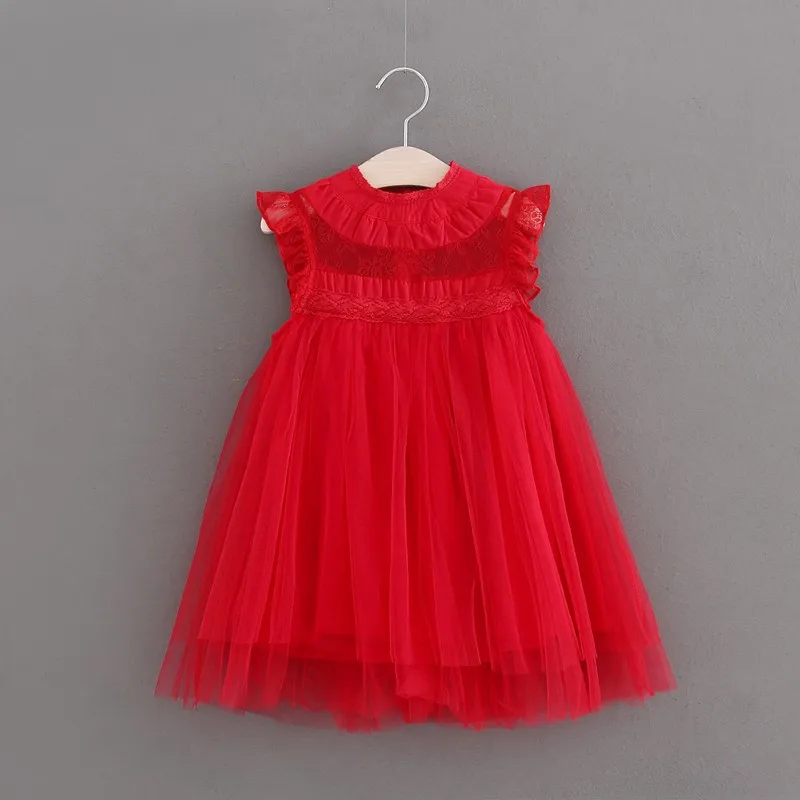 

Elegant Girls Lace Party Dress 2017 Summer New Girls Fly Sleeve Lace TUTU Tulle Wedding Sundress kids clothes