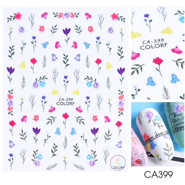 CA399 1 шт., красивые наклейки для ногтей, солнечный свет, фламинго, лист, цветочный клей-самоклеющаяся 3D наклейка, слайдер для Святого Валентина, маникюрные аксессуары, CHCA393-427 - Цвет: CA399