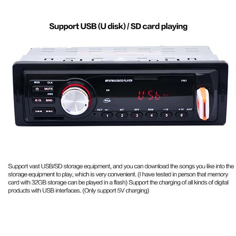 Автомобильное радио аудиоплеер 1 DIN В тире Поддержка FM USB/SD/карт-ридер 12 в автомобильный Радио светодиодный дисплей