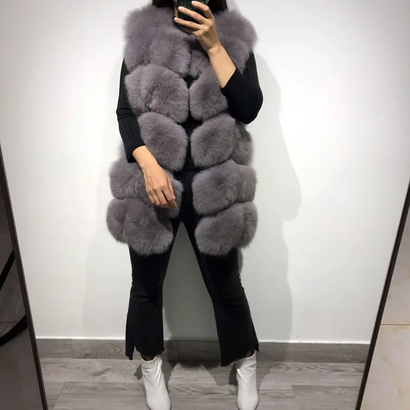

women natural fur gilet ladies real fur vest fox fur gilet