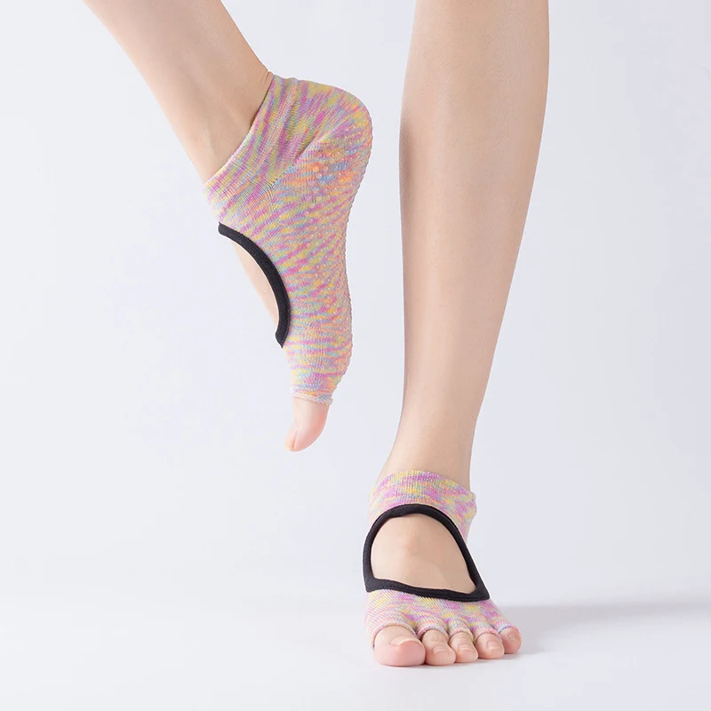 SALSPOR/женские носки для йоги, с открытой спиной, с пятью пальцами, Нескользящие хлопковые носки, гимнастика Спорт Йога, носки для бега, носки для велоспорта