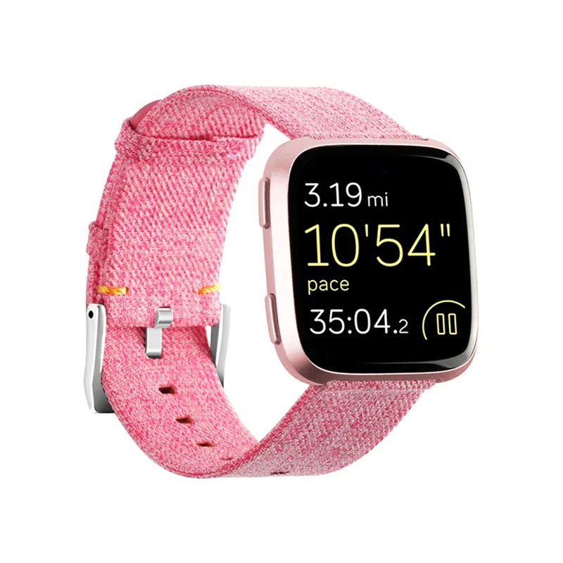 Холст ремешок для Fitbit Versa, ремешок замена устойчивый ремешок на подгонки разрядных Versa 2 Vesa Lite Браслет Смарт-браслет в едином положении во время занятий легкой атлетикой - Цвет: Pink