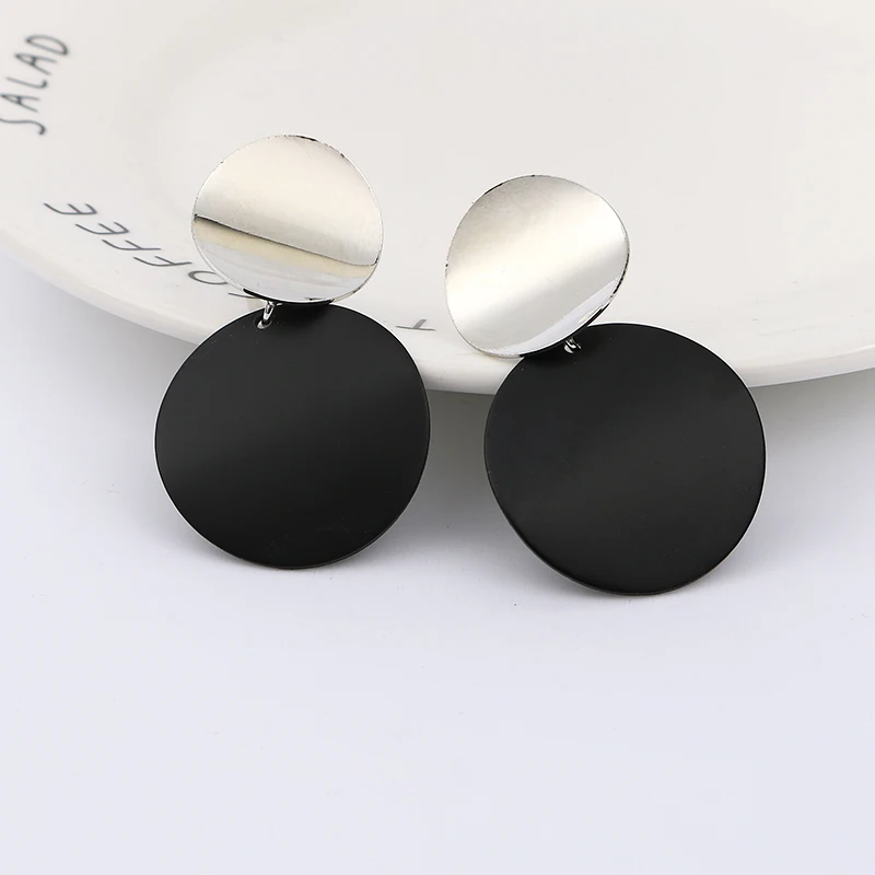 silver black Модные серьги без пирсинга, золотые, черные, металлические круглые клипсы для ушей, для женщин, Bijoux Brincos, вечерние, подарок - Окраска металла: silver black