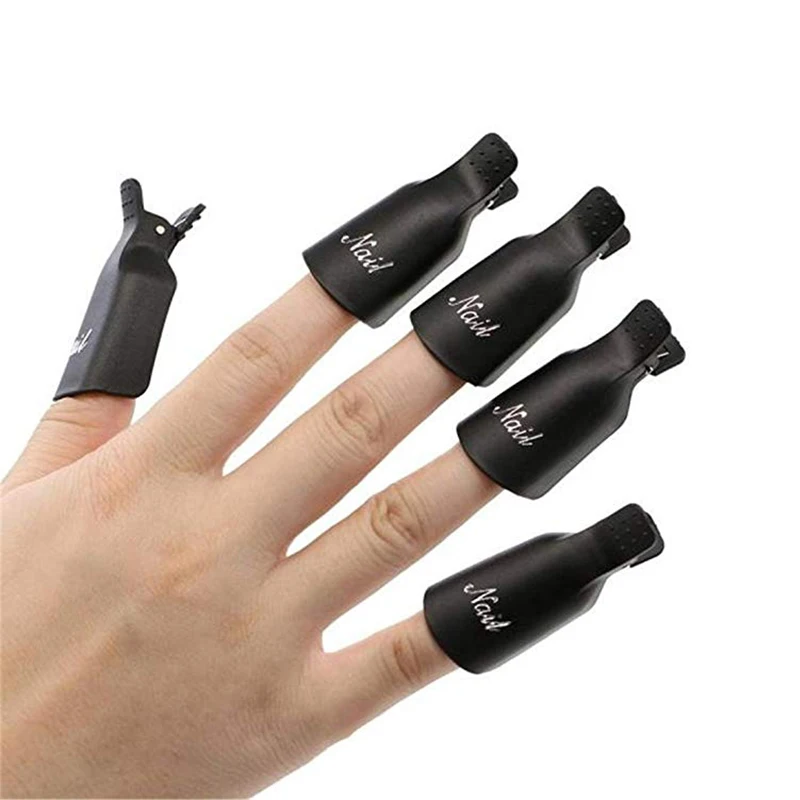 

10Pcs Nail Polish Remover Cover Aid Clip Nail Gel Remover Wrap Kit Manicure Pedicure Cleaner Cap Nail Art Tools Set
