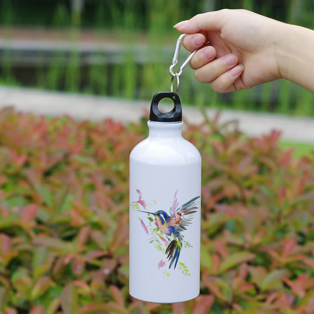 Спортивная бутылка для воды для скалолазания спорта на открытом воздухе 600 мл бутылка креативный акварельный подарок с принтом с птицами фото индивидуальный принт