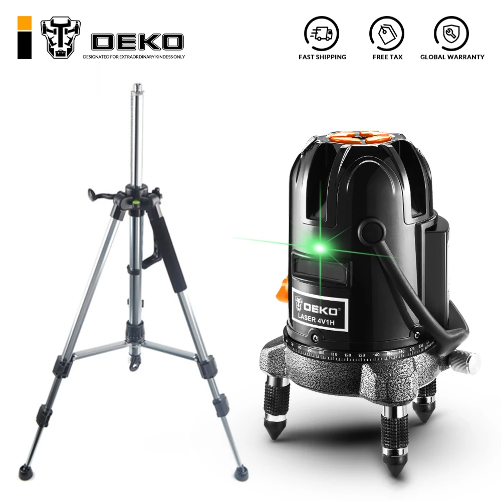 

DEKO Green 5 Lines 6 Points Laser Level High Precision Strong Light Nivel Laser 360 Graus 3D Outdoor level With Tripod