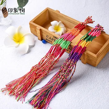 

100Pc/pack Color Random Multicolor Handmade rope Long Tassel Lucky Bracelets DIY Weave Rope Bracelet For Lover Gift Random 408