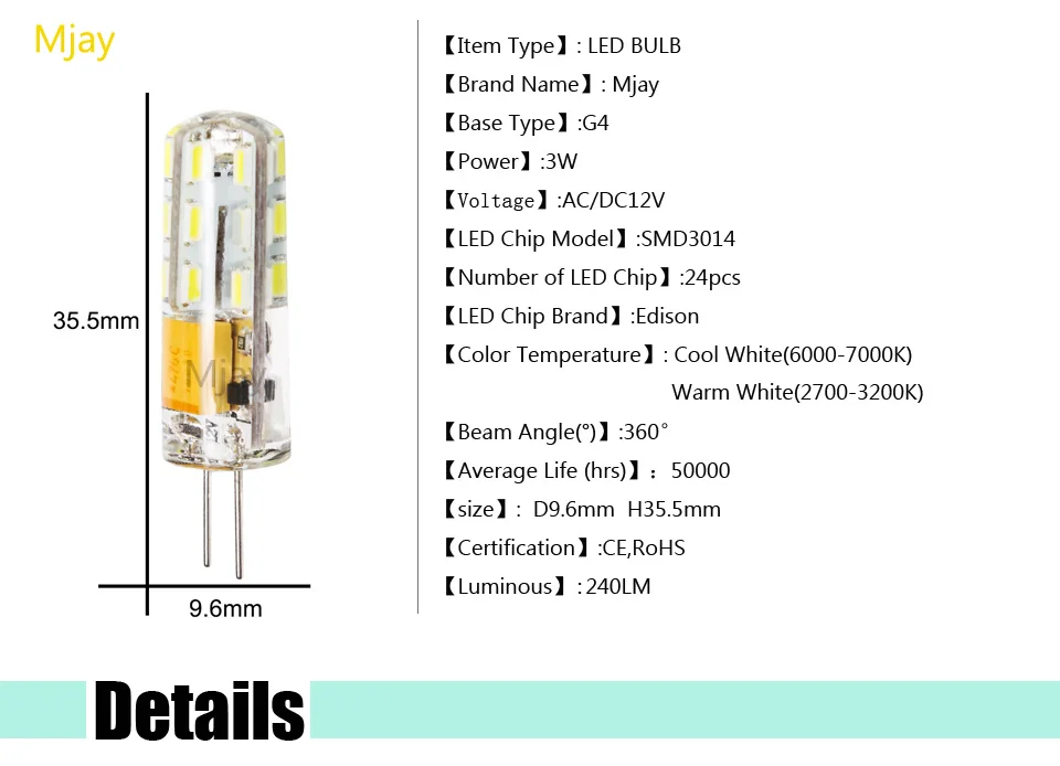 15 шт./лот G4 светодиодные лампы освещения 3 Вт светодиодные лампы в хрустальные лампы освещения AC DC 12 В 3014 SMD