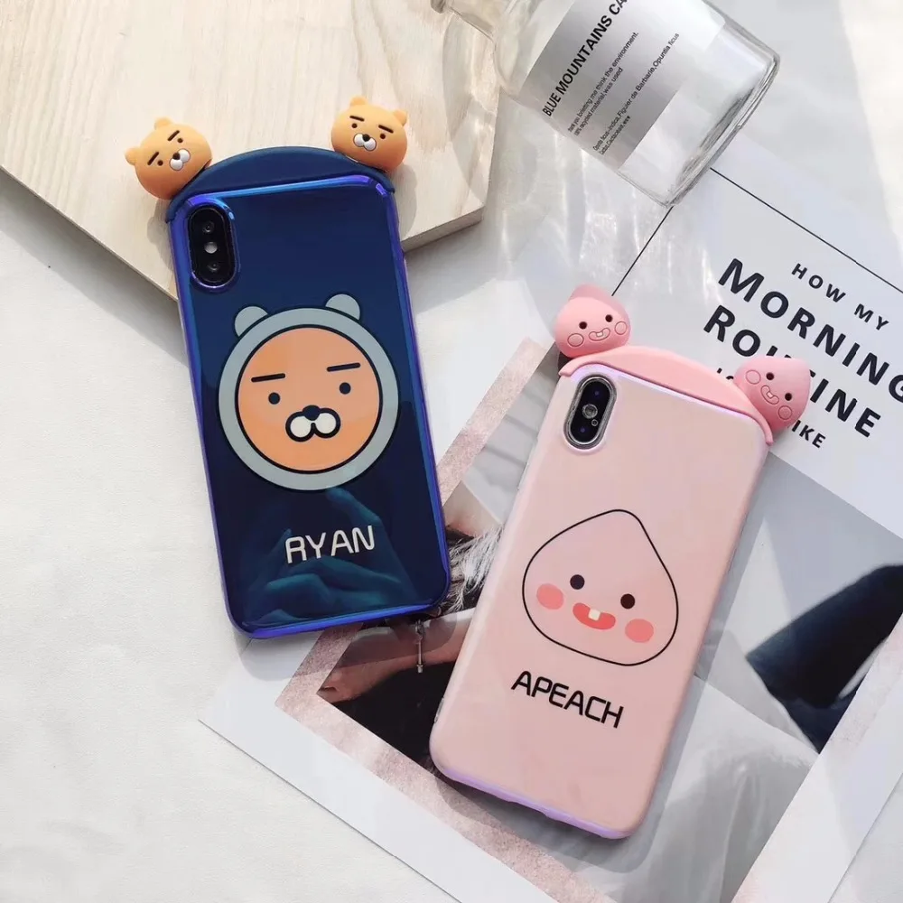 Korea Cute Cartoon soft silicone original phone case for iphone x 7