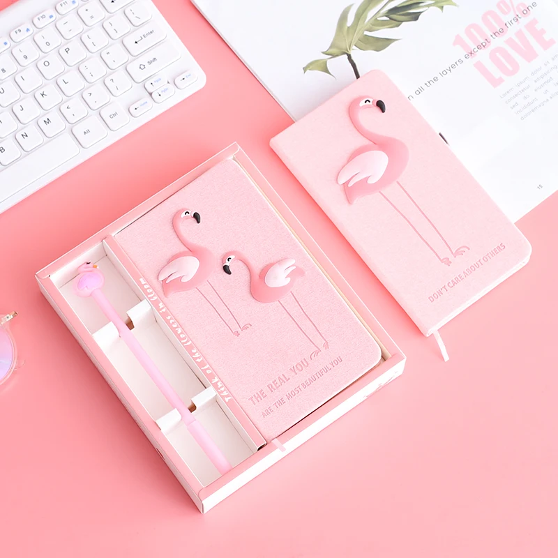 

Creative Stationery Set Flamingo Learning Gift Box Student Small Fresh Handbook Notepad Notebook Set