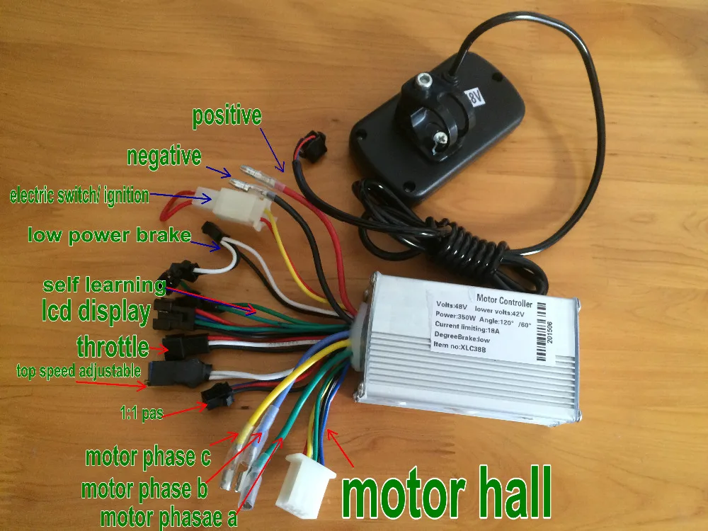 Контроллер скорости электродвигателя BLDC 24v36v48V250W350W прямоугольная волна и ЖК
