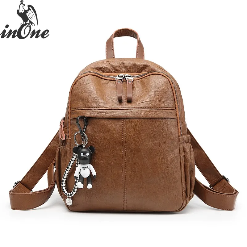 

inOne Kanken Travel Backpack Bags for Women 2018 Girl Teenager Children Student Bag Mochila Quality Leather Backpacks Teddy Bear