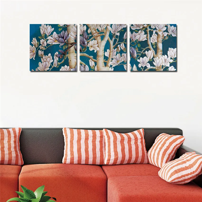 

Elegant Wall Flower Christmas Canvas Printings With Framed Ready To Hang Wall Picture For Home Decor Modern 3Pcs Canvas art Gift