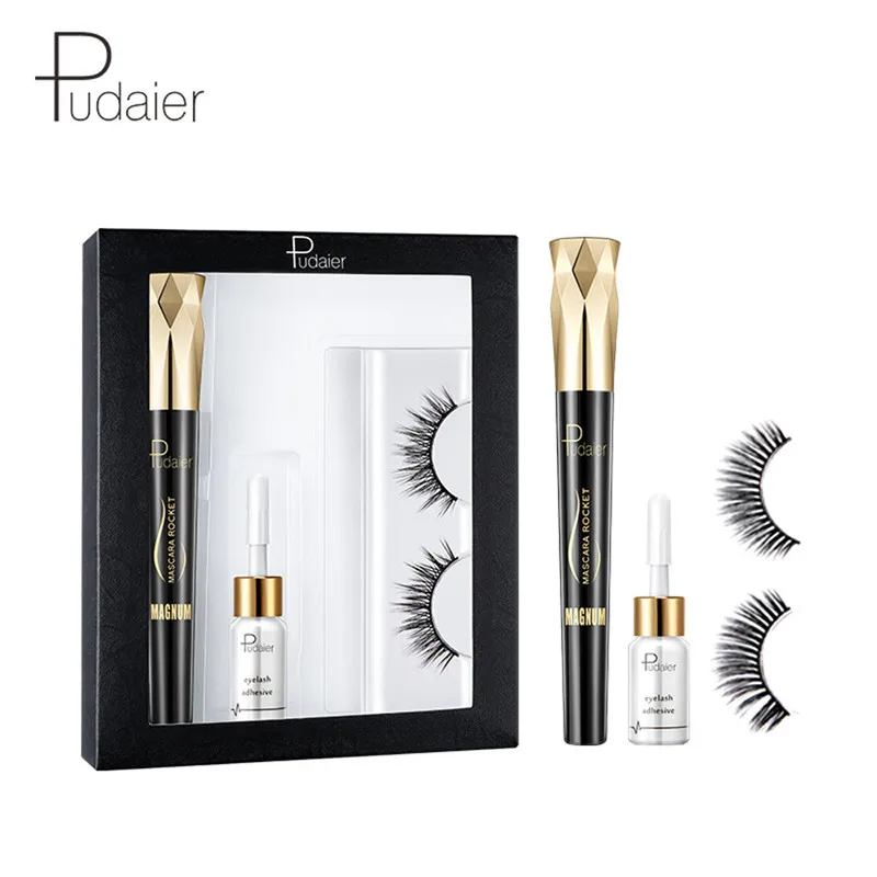 Pudaier 1 set Black Mascara +False Individual Extension +Eyelash Glue