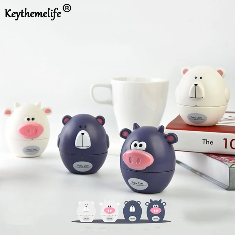 

1pc Kitchen Cooking Timers Cartoon Bear Cows Mechanical Timer Motion Learning Multipurpose Dial Timer Dropshipping