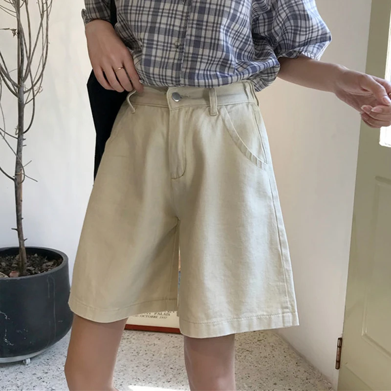 Wide Leg Fashion Short Jeans 2019 Summer Women Vintage