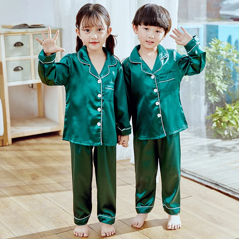 Пижамы для девочек 2019 г., осенне-зимний комплект детской одежды для сна с длинными рукавами, шелковые пижамы, костюм пижамные комплекты для