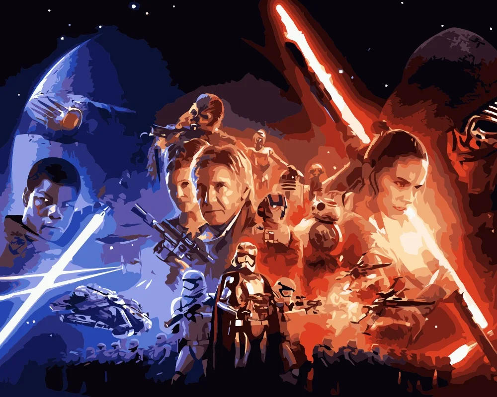 MaHuaf i303 Star Wars DIY oil digital painting by numbers on canvas