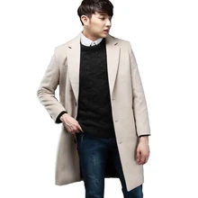 Hot Single-breasted Cashmere Jacket Men Autumn And Winter New male England Fashion Loose Long Section Korean Wool Coat S-6XL