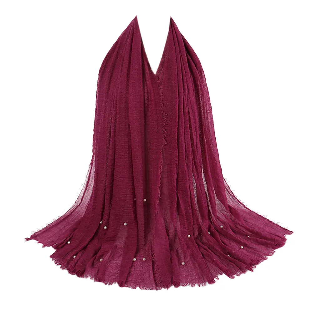 

Fashion Hairy Cotton Yarn Pearl Accessories Headband Muslim Scarf Flower Beach Wrap Ladies Stole Shawl Drop Shipping